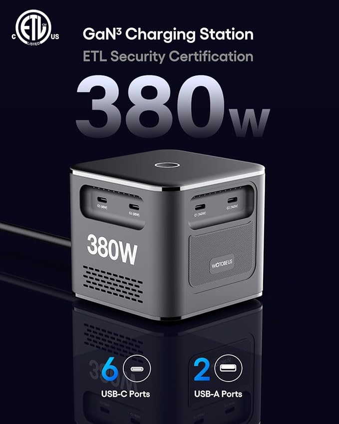 WOTOBEUS 380W 8-Ports GaN USB-C Charging Station - Image 3