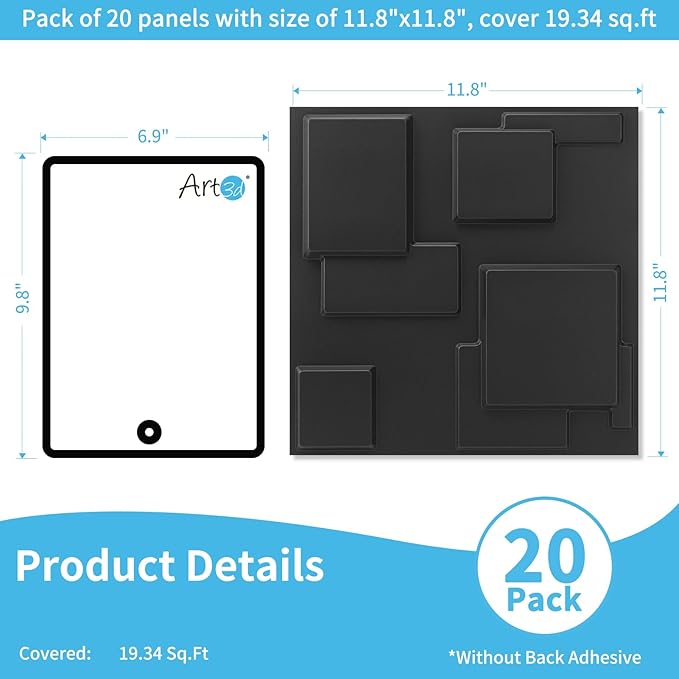 Art3d 20 Pack Decorative 3D Wall Panels, 19 Sq.Feet PVC Interior Wall Décor - Image 2