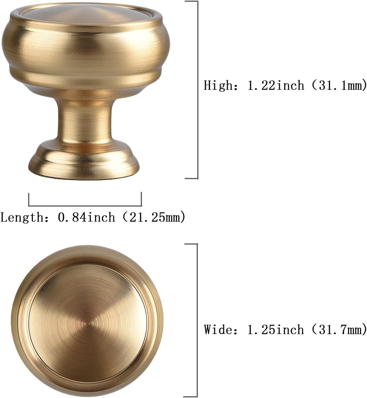 10 Pack Champagne Bronze Cabinet Knobs, 1-1/4 Inch Zinc Alloy Knob | Modern Furniture Hardware, Single Hole Hardware Handles Kitchen Cabinet Dresser Knob, Drawer Knobs