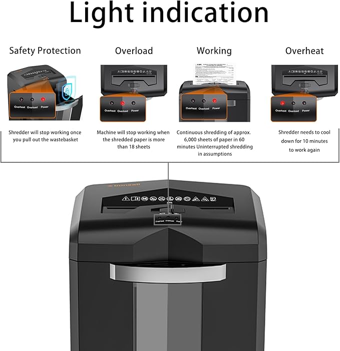 bonsaii 18 Sheet Heavy Duty Cross-Cut Paper and Credit Card Shredder, 6 Gallon - Image 4
