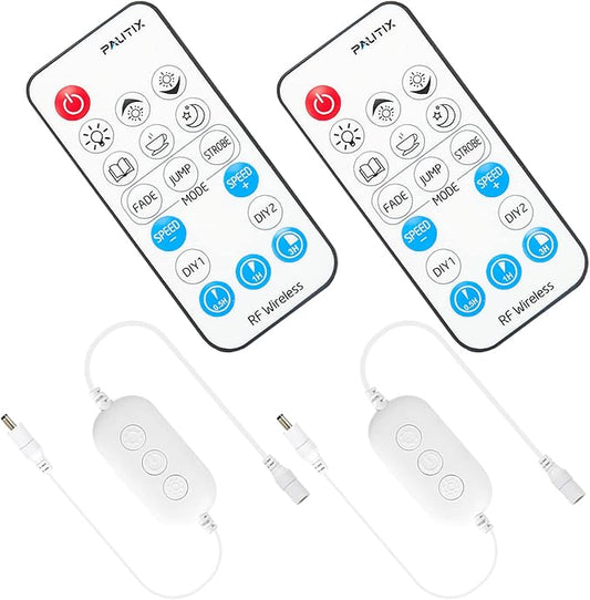 PAUTIX 2-Pack RF Remote LED Controller Dimmer, 18-Key Wireless Remote and by PAUTIX