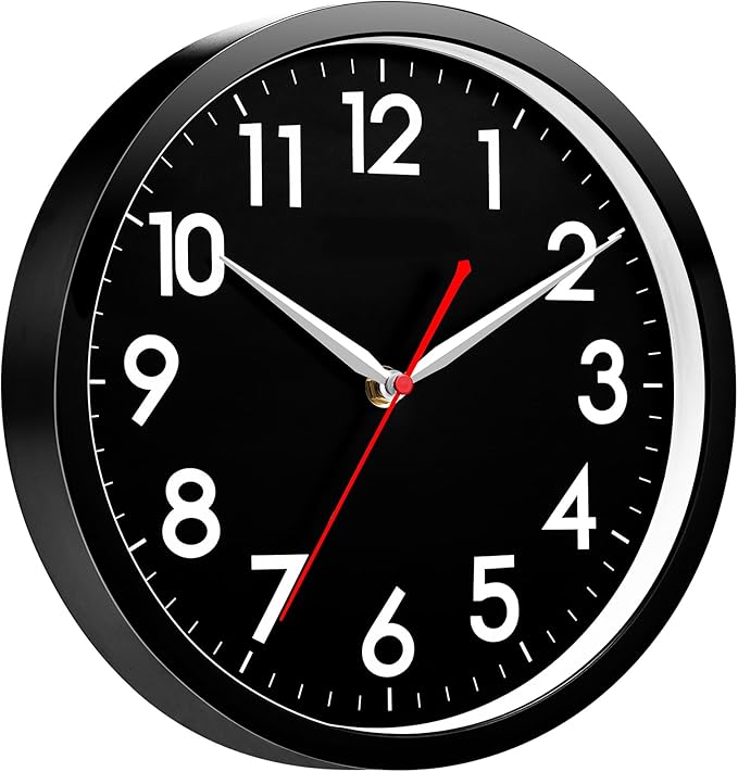 AKCISOT Wall Clock Modern Black Silent Non Ticking Wall Clocks Battery Operated by Akcisot