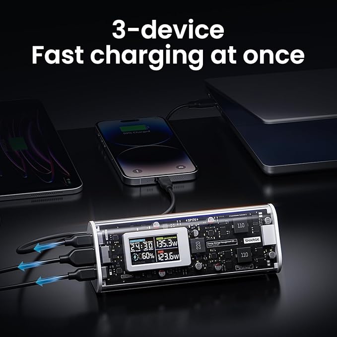 SHARGEEK 170 Power Bank, 170W Total 24, 000mAh High Capacity Portable Charger - Image 5