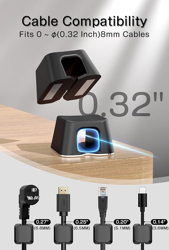 Viaky 8 Pack Magnetic Cable Clips, Large Size Under Desk Cable Management - Image 4