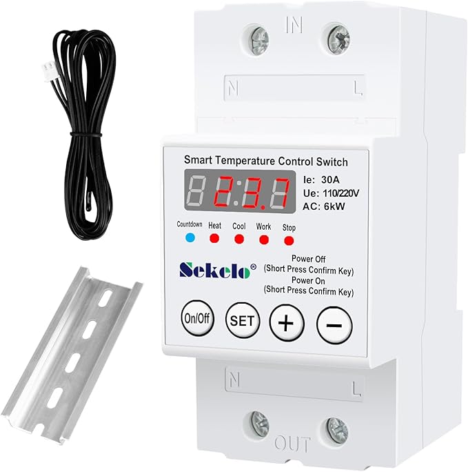High-Power Temperature Control Switch, Rail-Mounted Digital Thermostat by Sekelo