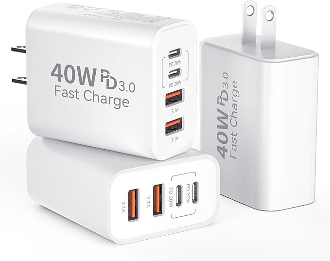 USB C Wall Fast Charger Block, 40W 4-Port Type C Chargers Fast Charging Blocks by Duloch