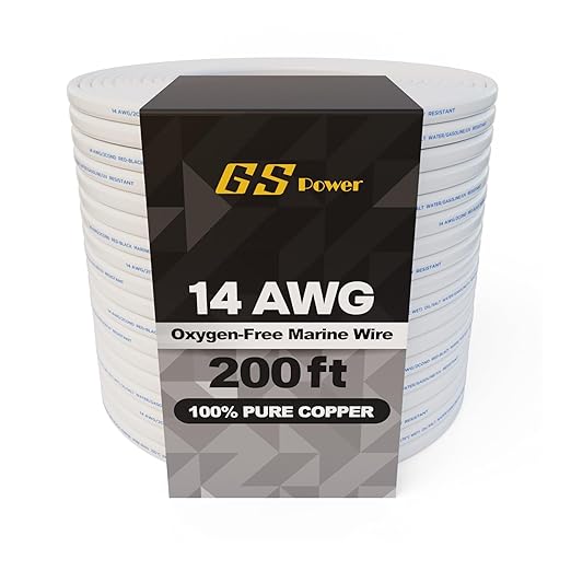 GS Power 200 Ft Duplex Marine Wire, 14 Gauge Wire, Oxygen-Free Tinned Copper 14 by GSPower