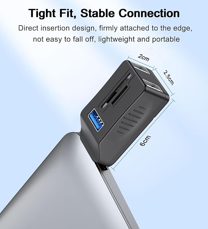 VIENON 5-Port USB 3.0 Hub with SD TF Card Reader, USB Extender Adapter with - Image 4