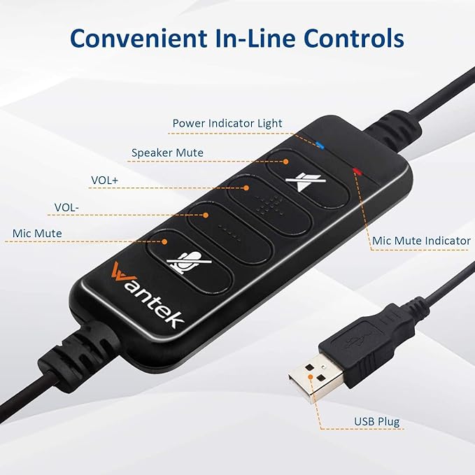 USB Headset with Microphone Noise Cancelling & Audio Controls, Computer - Image 5