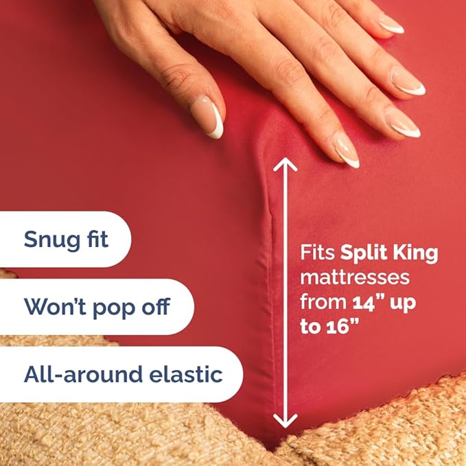Split Head King Sheet Set – 4 Piece Flex Split Top King Sheets - Image 5