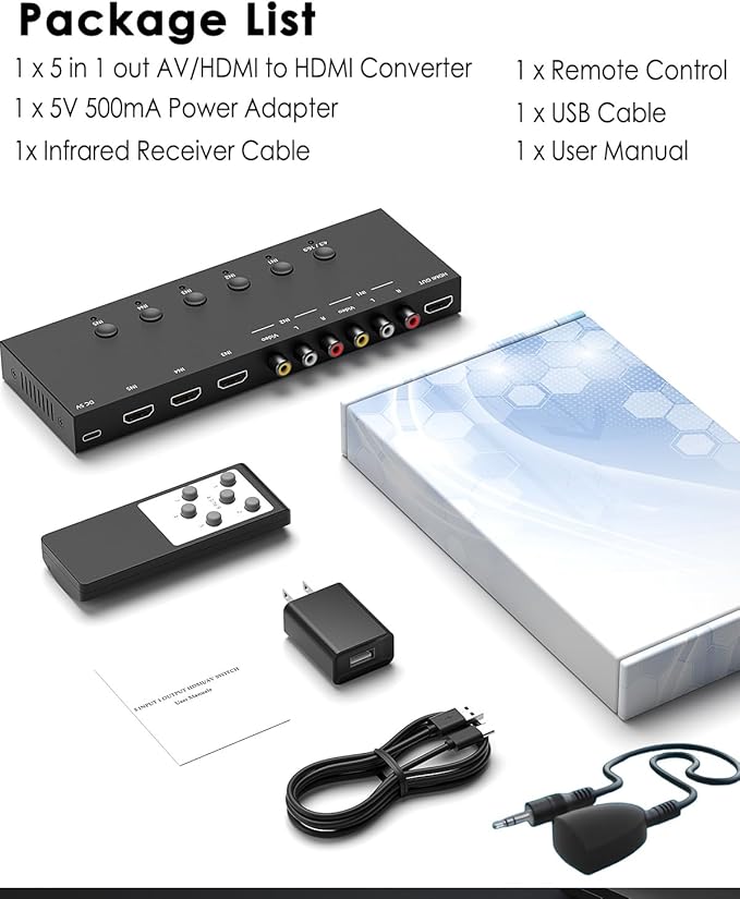 2-in-1 HDMI & AV Switcher – Play PS5 & Retro Games on 1 TV, 3 HDMI 2.0 + 2 RCA - Image 6
