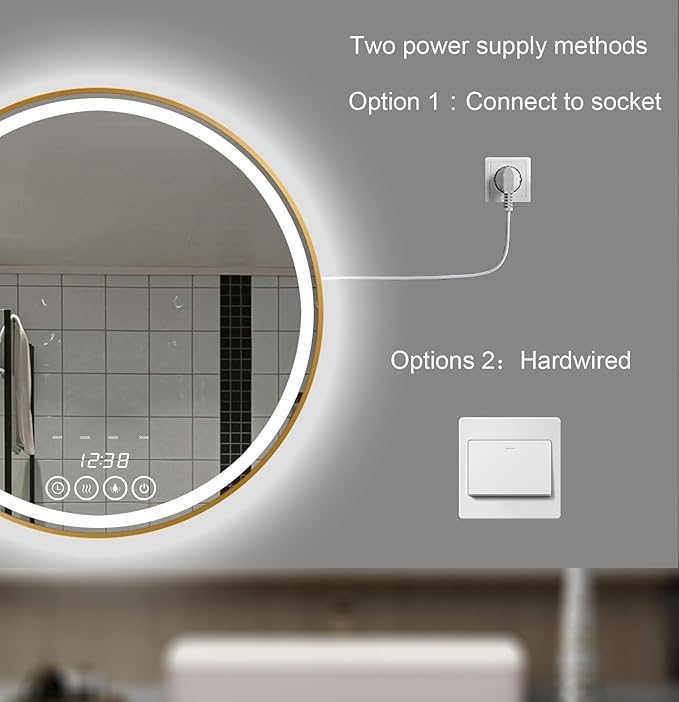 28 Inch Wall-Mounted Round Bathroom Mirror - Image 7