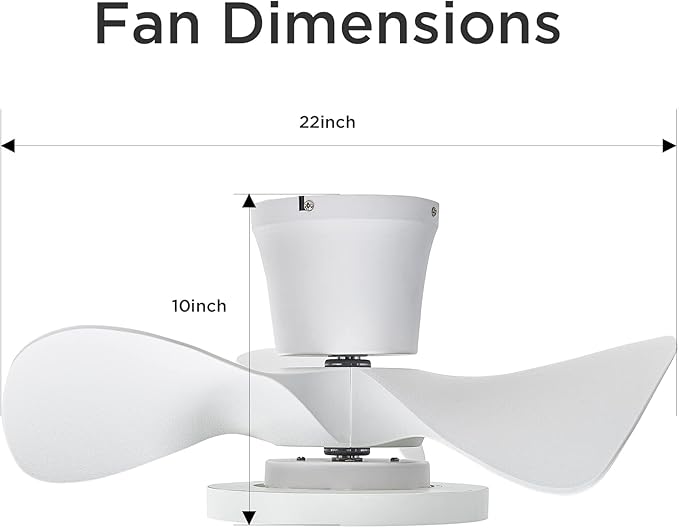 ocioc Quiet Ceiling Fan with LED Light 22 inch Large Air Volume Remote Control - Image 6