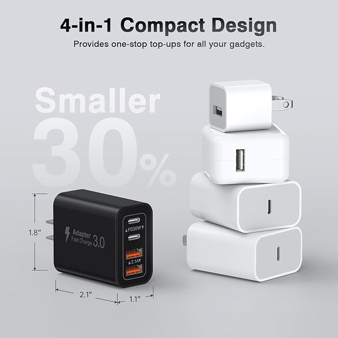 4-Port USB C Wall Charger Block, Fast Type C Power Brick Charging Cube Power - Image 5