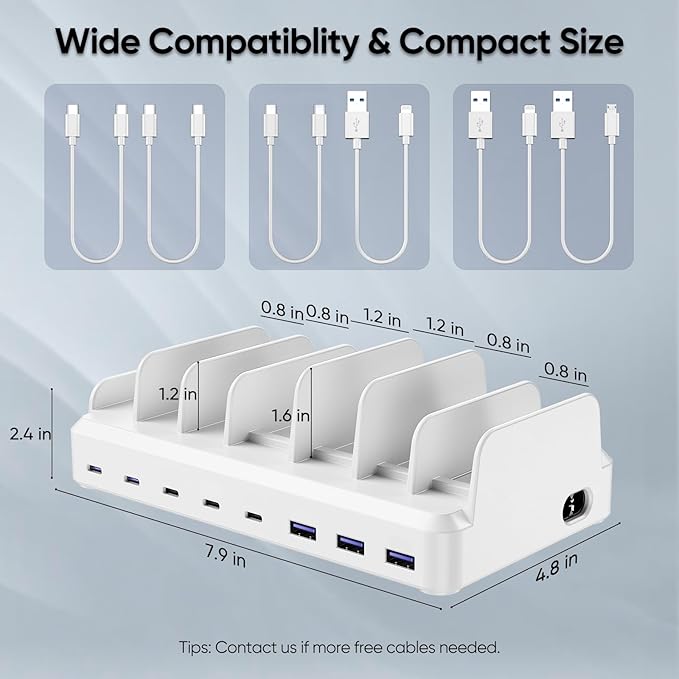 300W Charging Station for Multiple Devices, 8 Port Multi USB C Fast Charger - Image 5
