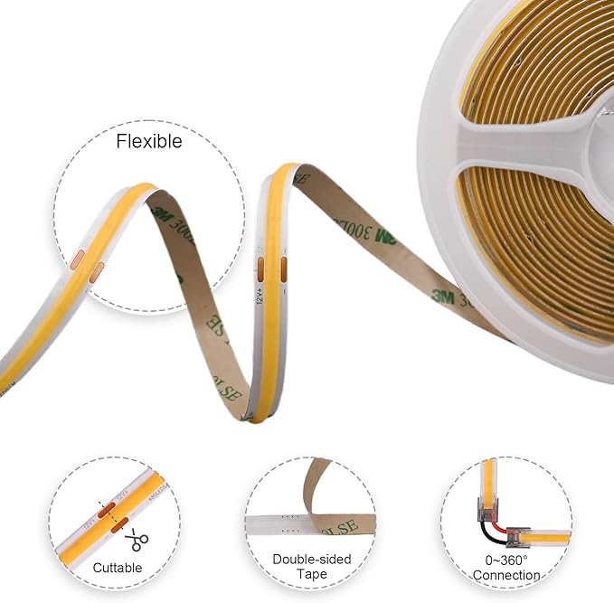 TUNICHX COB LED Strip Lights DC 12V LED Strip Flexible High Density UniformLED - Image 5