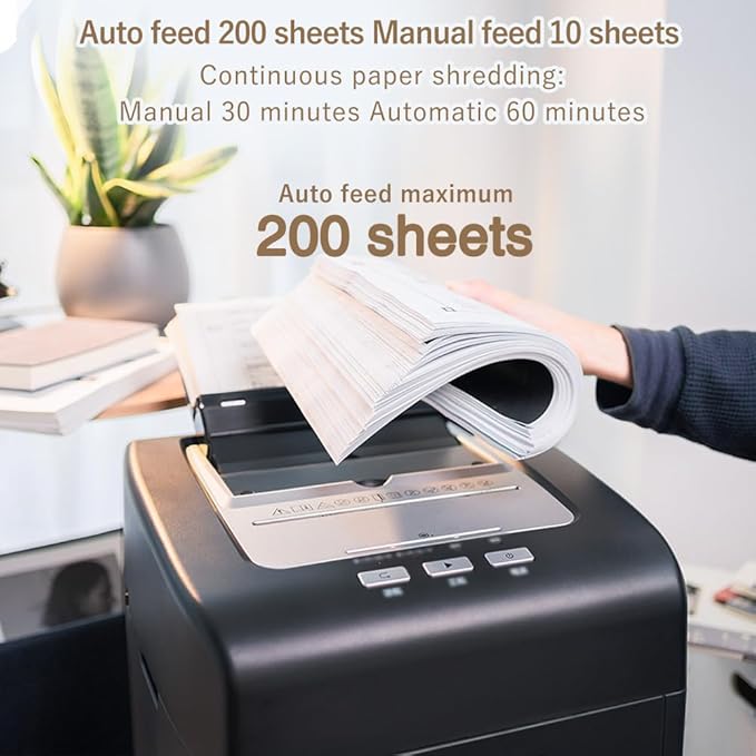 Effeluviate Commercial Autofeed Paper Shredder: 200 Sheets P-5 Micro Cut Shreds - Image 2
