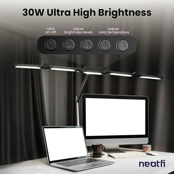 Neatfi 3, 000 Lumens LED Desk Lamp, 360 SMD LEDs, CRI 95, Adjustable Light Modes - Image 2