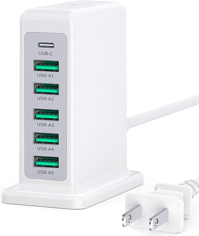 USB Charger Block, 45W 6-Port Charging Station by BREEKET