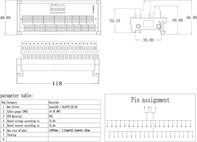 ANMBEST 2 in 20 Out Terminal Blocks Module, 25A DIN Rail and Panel Mounting - Image 5
