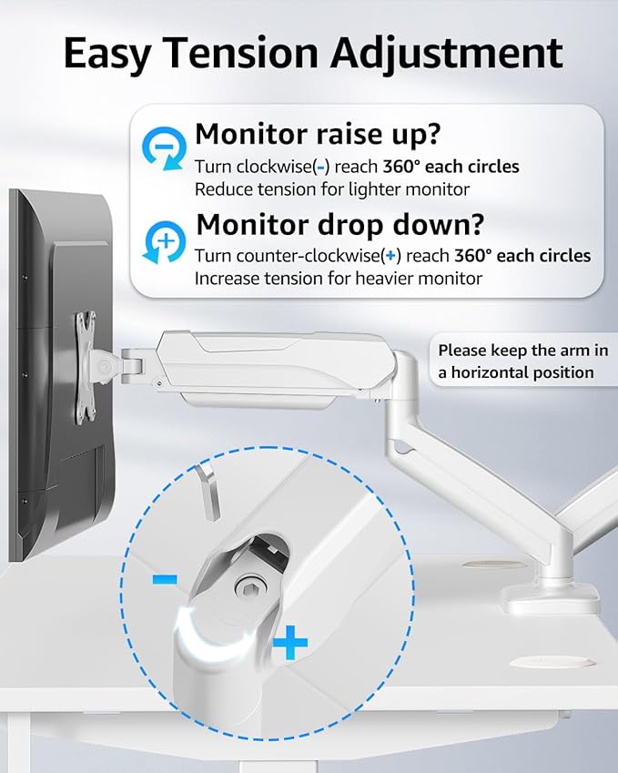 MOUNTUP Dual Monitor Stand for Desk, Monitor Arms for 2 Monitors Max 32 Inches - Image 3