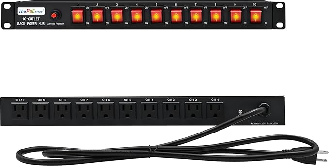 ThePoEstore 10-Outlet 1U Rack Mount Power Strip by ThePoEstore