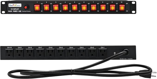 ThePoEstore 10-Outlet 1U Rack Mount Power Strip by ThePoEstore