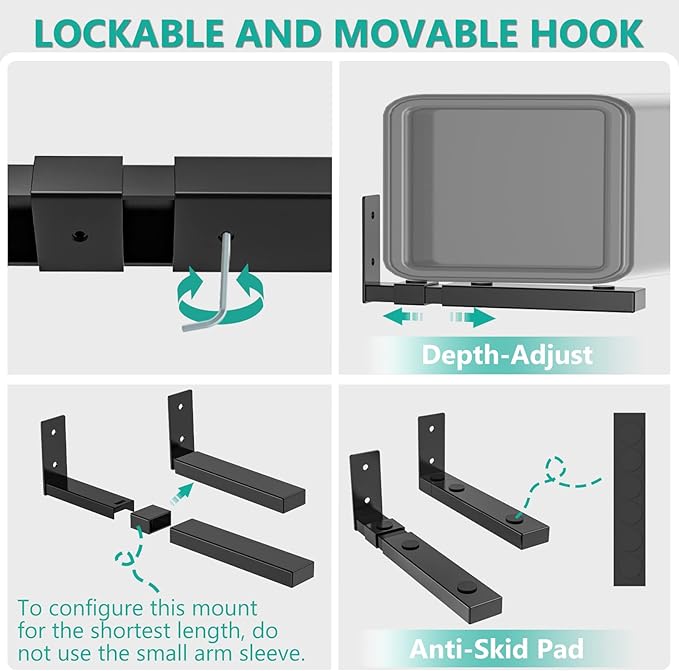 WALI Center Channel Speaker Wall Mount, Universal Soundbar Wall Mount Bracket - Image 2