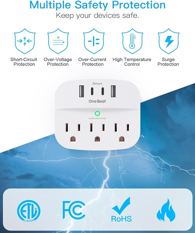 One Beat 2 Pack Multi Plug Outlet Splitter - Image 4