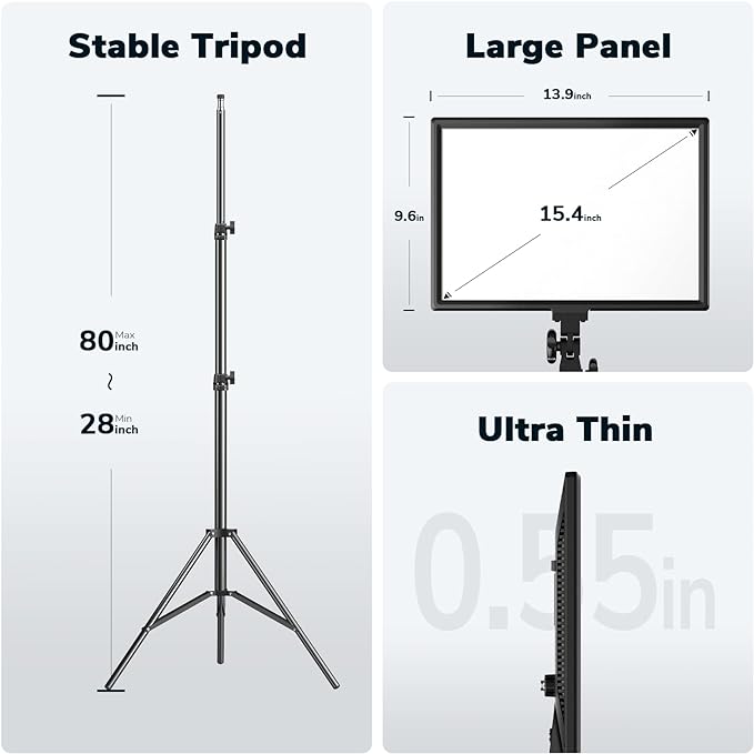 Dazzne D50 LED Video Light Panel Lights 15.4", 2 Packs 45W 3000K-8000K Bi-Color - Image 5