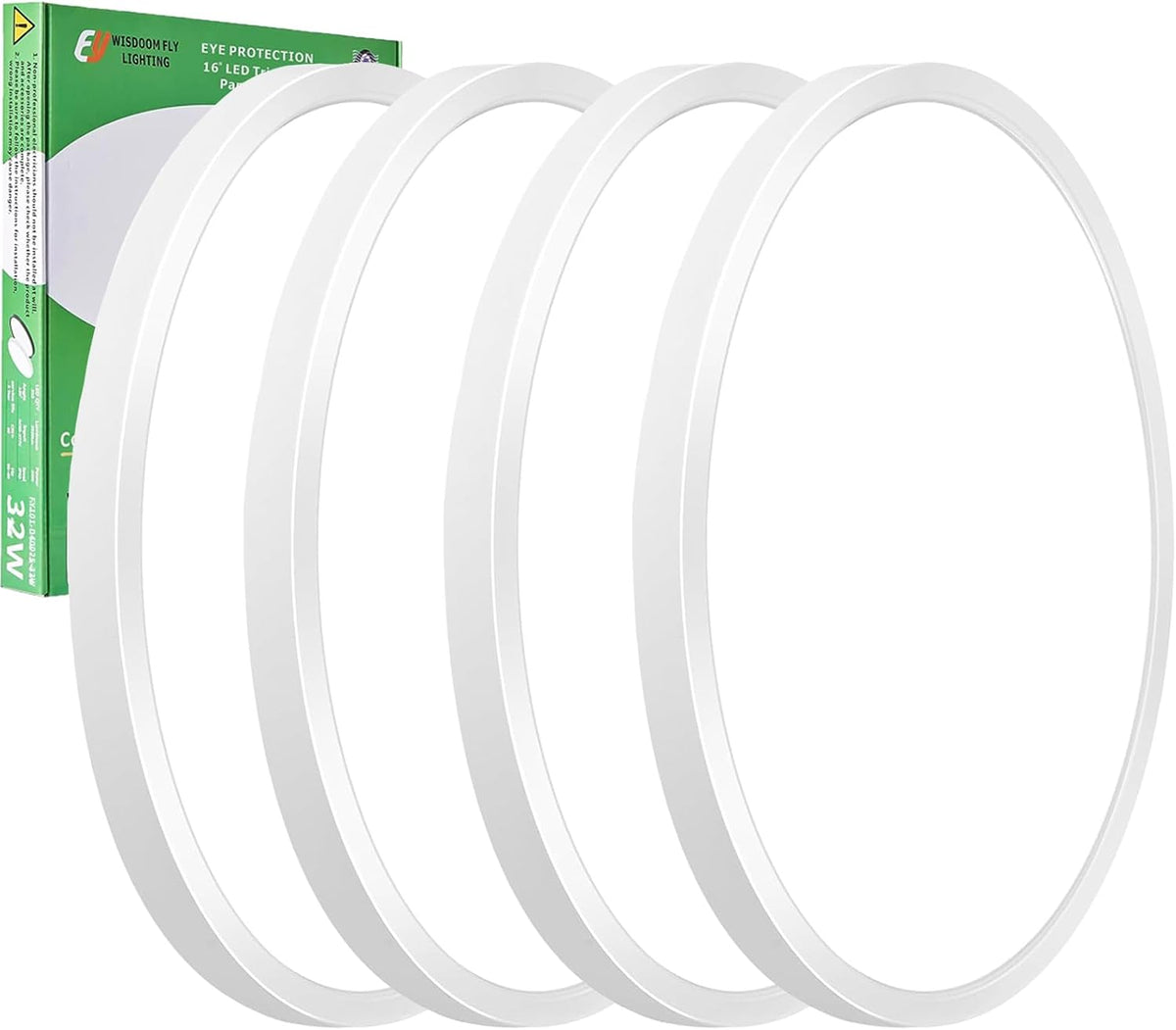 4PK 15.8 Inch LED Flush Mount Ceiling Light, 3000K/4000K/6000K CCT Selectable