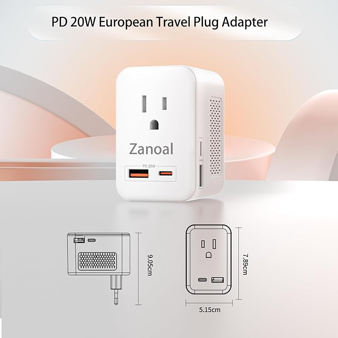 6 in 1 European Travel Plug Adapter, 220v to 110v Voltage Converter, US to - Image 2