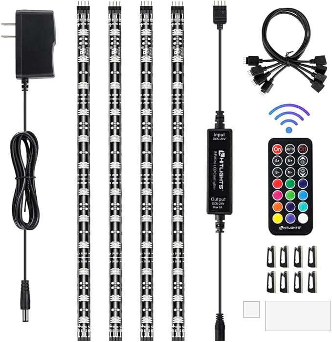 HitLights LED Strip Lights, 4 Pre-Cut Waterproof RGB Small LED Light Strip Kit by HitLights