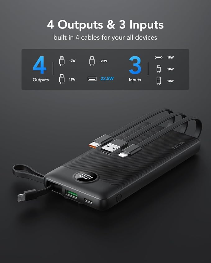 VRURC Portable Charger, 22.5W Slim Power Bank Fast Charging, 10000mAh USB C - Image 3