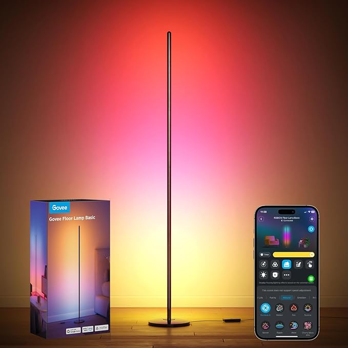 Govee RGBIC Floor Lamp Basic, LED Corner Lamp Works by Govee
