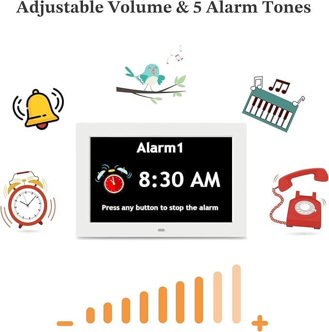 10.1'' Digital Clock, 1280*800p HD Extra Large Display, Dementia Clock - Image 8