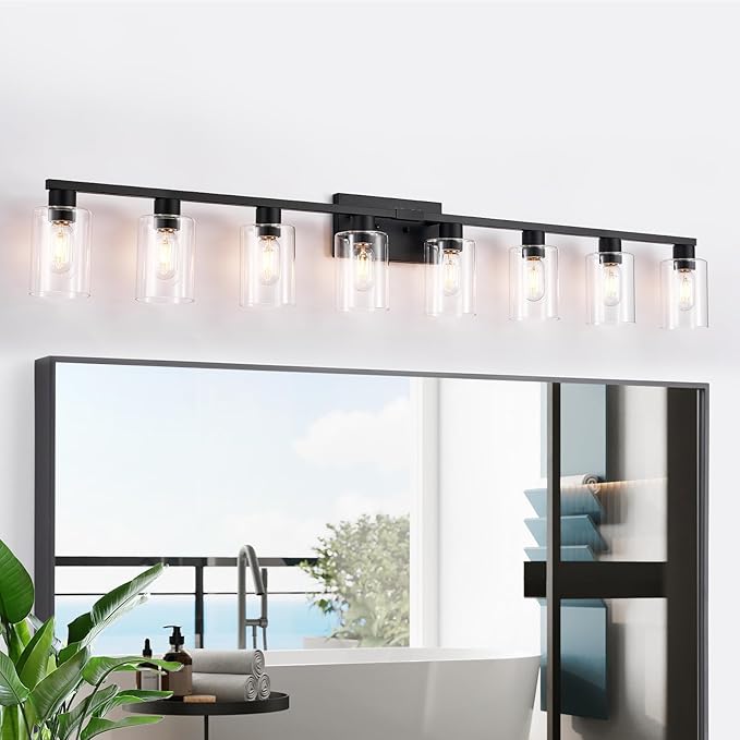 SOPEAS 8-Light Black Vanity Light Fixtures, Vanity Lights Clear Glass ShadeRust by SOPEASGlobalperspective