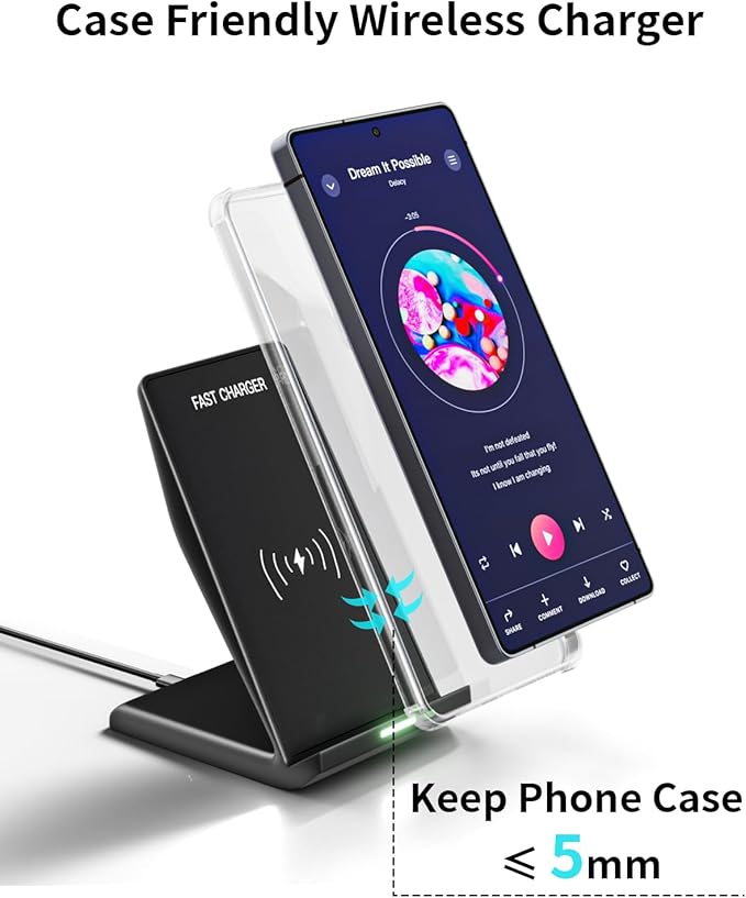 Wireless Charger Stand, 15W Fast Phone Wireless Charging Stand Station - Image 5