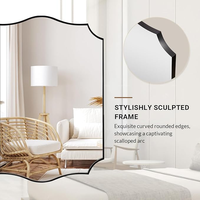 ANDY STAR 30x40 Inch Matte Black Mirror, Large Asymmetrical Wall Mirror in - Image 8