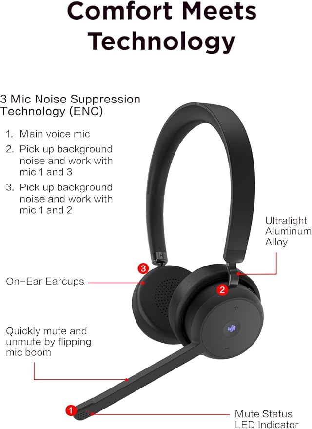 Lenovo Wireless VoIP Headset Teams Certified, Noise-Canceling Mic, USB-A - Image 3