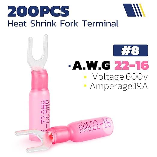 haisstronica 200PCS Heat Shrink Fork Spade Connectors #8 Waterproof Marine - Image 2