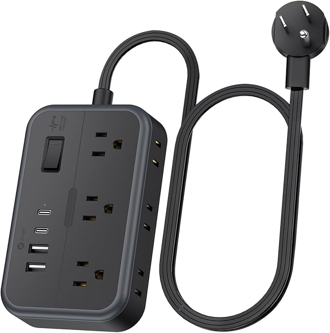 10 in 1Power Strip NTONPOWER Ultra Thin Flat Plug Extension Cord by NTONPOWER