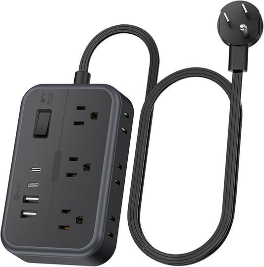 10 in 1Power Strip NTONPOWER Ultra Thin Flat Plug Extension Cord by NTONPOWER