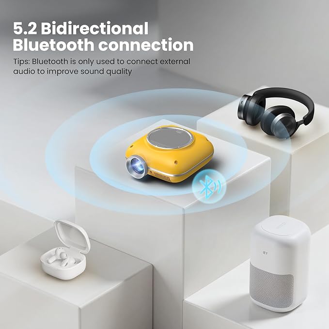 HOMPOW Mini Projector with Two -Way Bluetooth, Portable Projector - Image 4