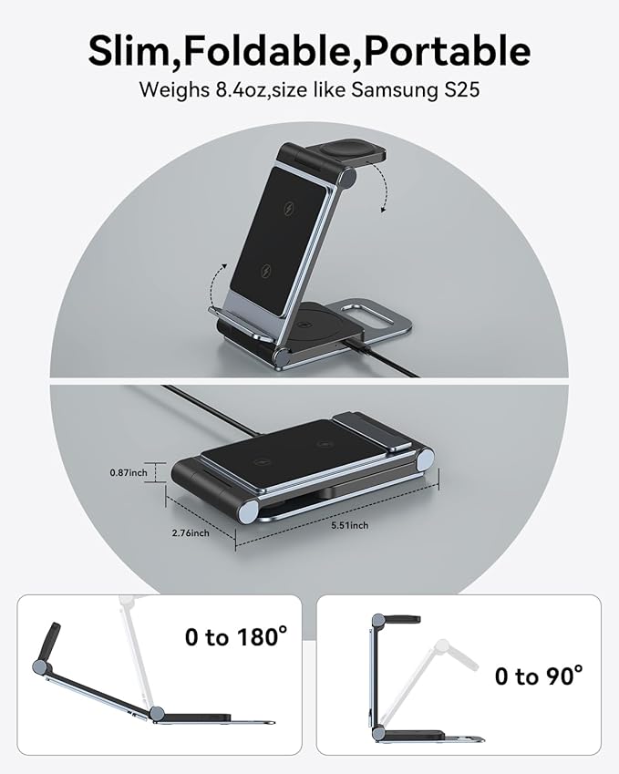 Wireless Charger for Samsung 3 in 1 Wireless Charging Station Foldable Wireless - Image 5