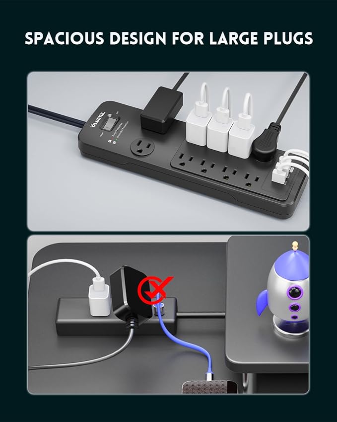 Surge Protector Power Strip 10FT, PLUGTUL Surge Protector - Image 5