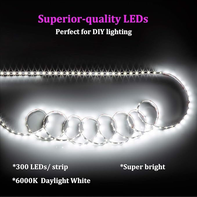 WOBANE LED Strip Lights 32.8ft White, Dimmable White Light Strip Kit - Image 5