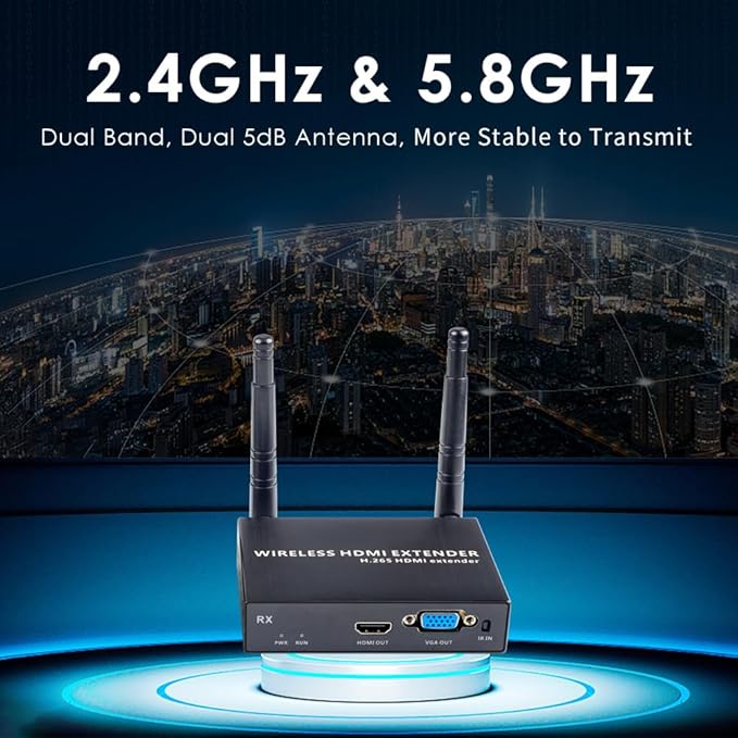 EXVIST 100M 1080P VGA Wireless HDMI Transmitter Receiver Kits W/HDMI & VGA - Image 3