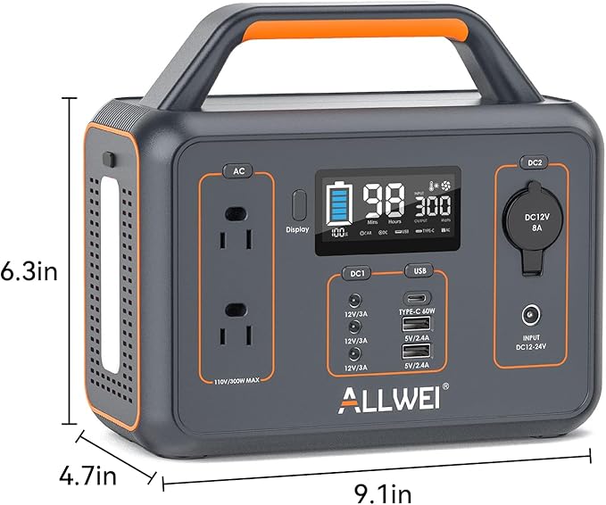 ALLWEI Portable Power Station 300W, 280Wh Solar Generator - Image 9
