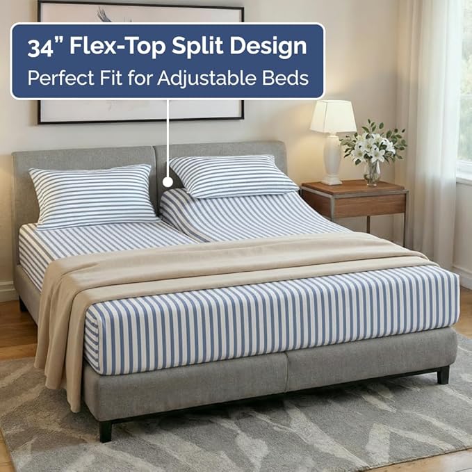 Split Head King Sheet Set – 4 Piece Flex Split Top King Sheets - Image 3